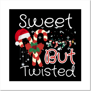 Sweet But Twisted Candy Cane Christmas Design Posters and Art